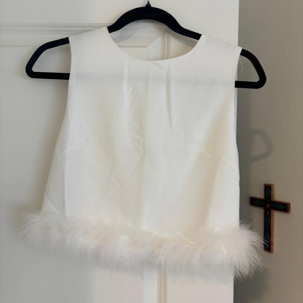 ADORABLE FEATHERED CROP TOP (S)